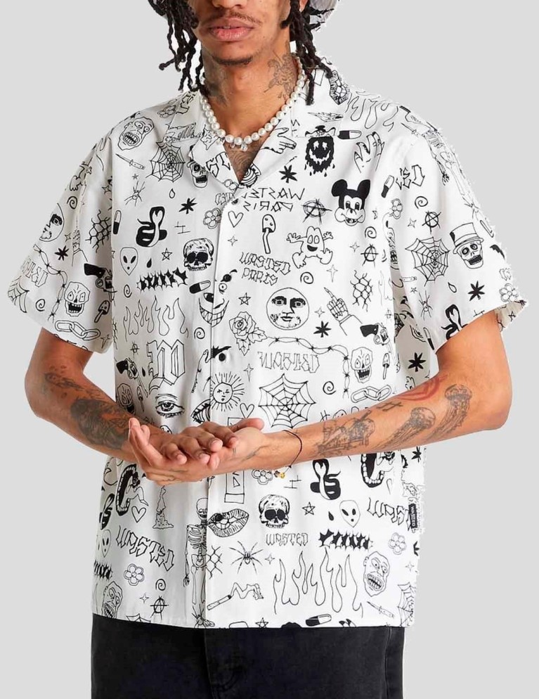 Camisa WASTED PARIS locals allover shirt black